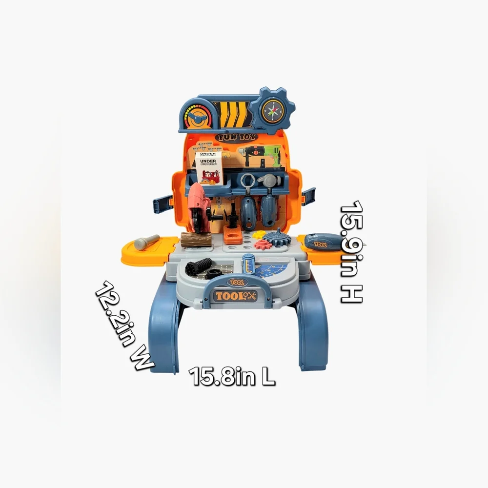 3-in-1 Kids Tool Set Backpack Playset & Toddler Engineer Workshop Kit